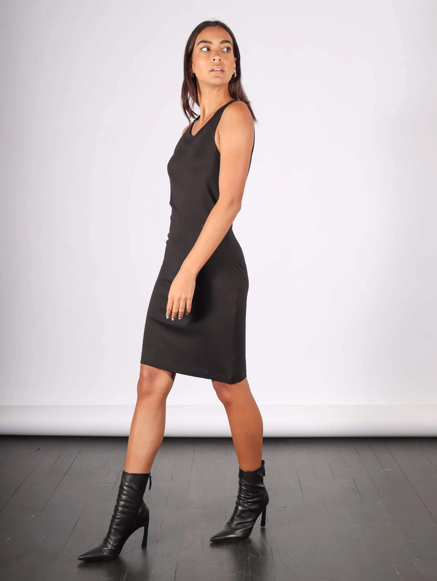 Soft Rib Tank Dress in Black by Helmut Lang