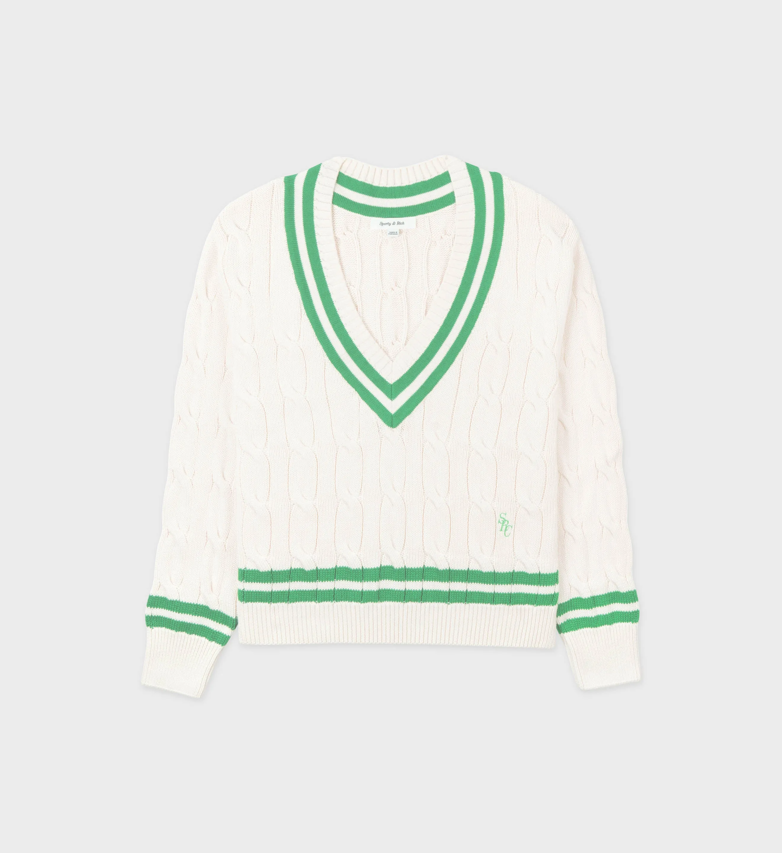 SRC Cableknit Sweater - Cream/Clean Mint