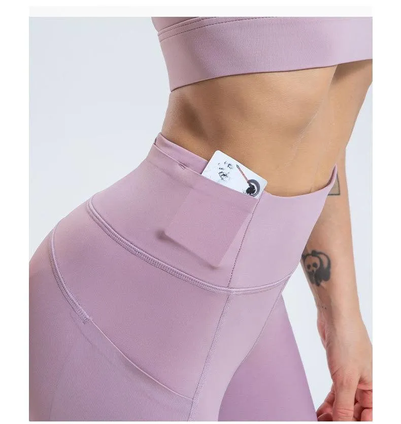 Super Quality High Waist Sports Stretch Fabric Tight Leggings with Pockets