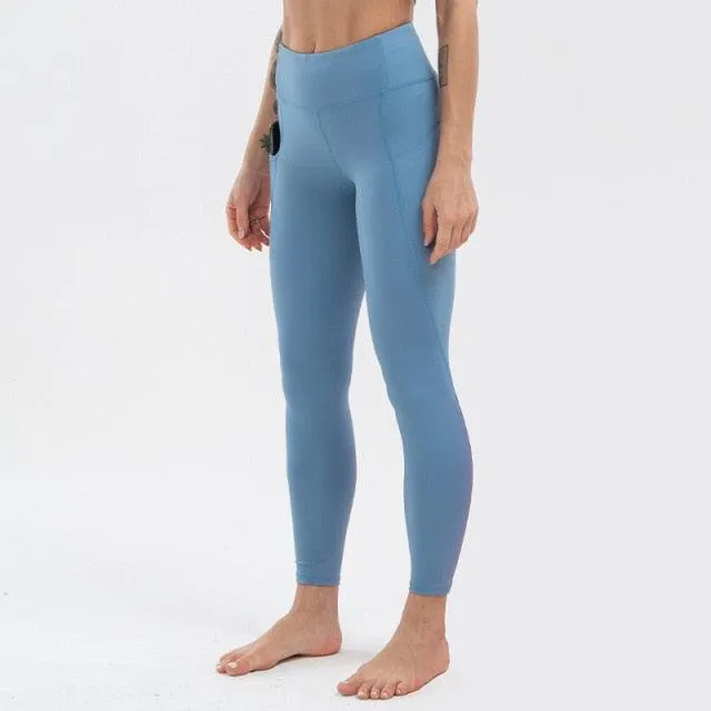 Super Quality High Waist Sports Stretch Fabric Tight Leggings with Pockets