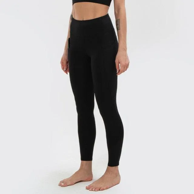 Super Quality High Waist Sports Stretch Fabric Tight Leggings with Pockets