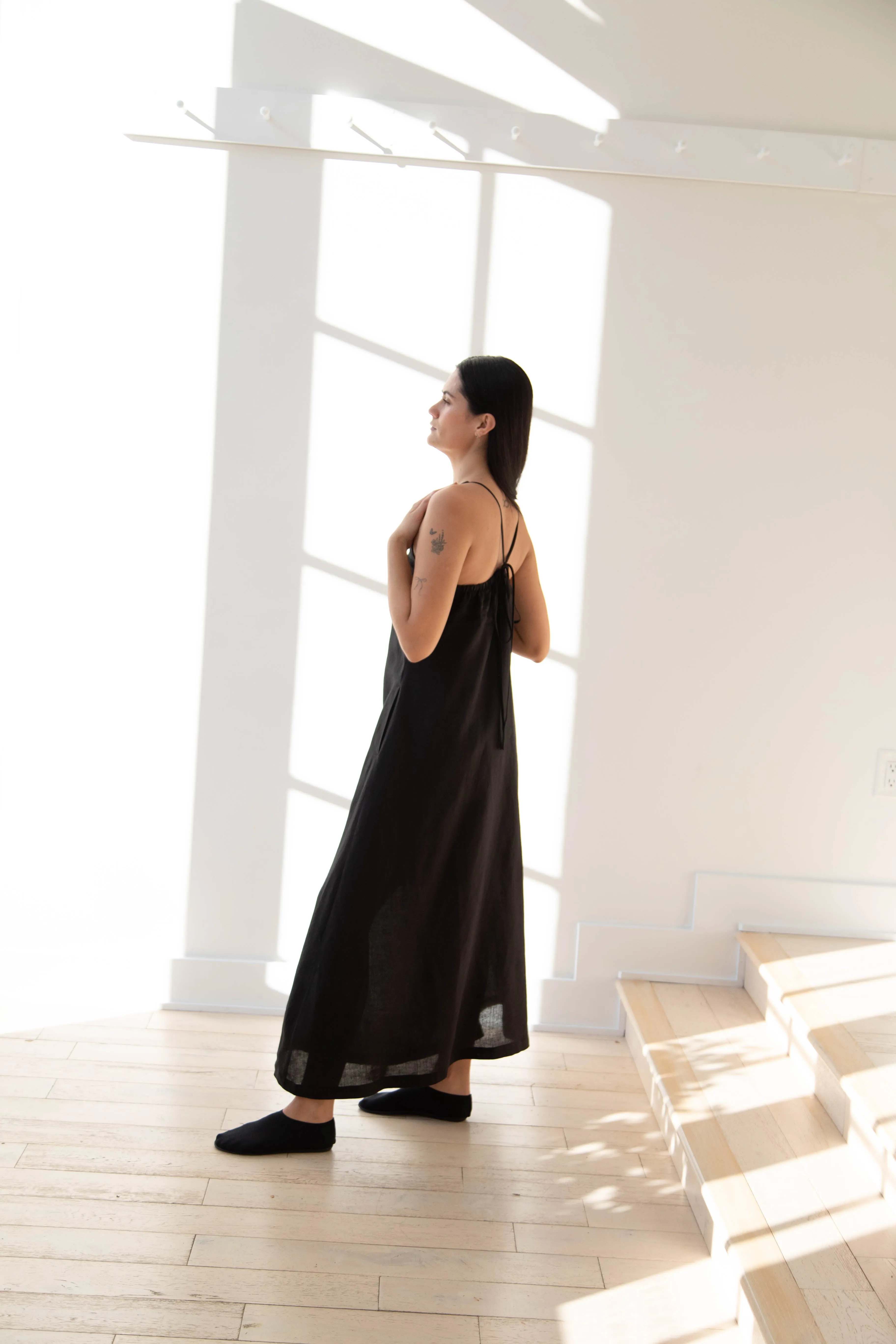 The Loom | Linen Halter Dress in Black Linen