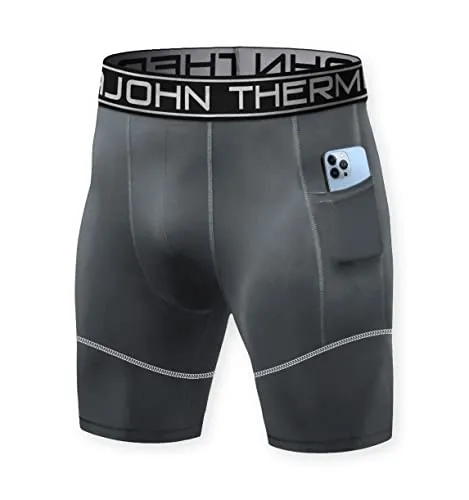 Thermajohn Compression Shorts Men Spandex Athletic Underwear with Pockets Mens Running Shorts (Slate, Large)