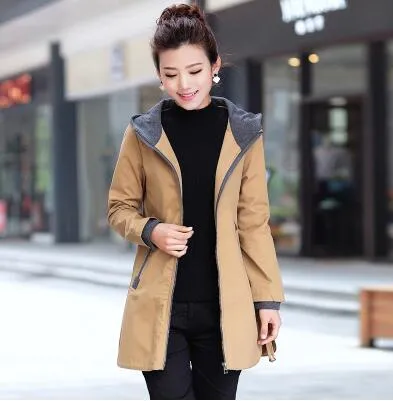 Women's Autumn/Winter Casual Slim Hooded Windbreaker