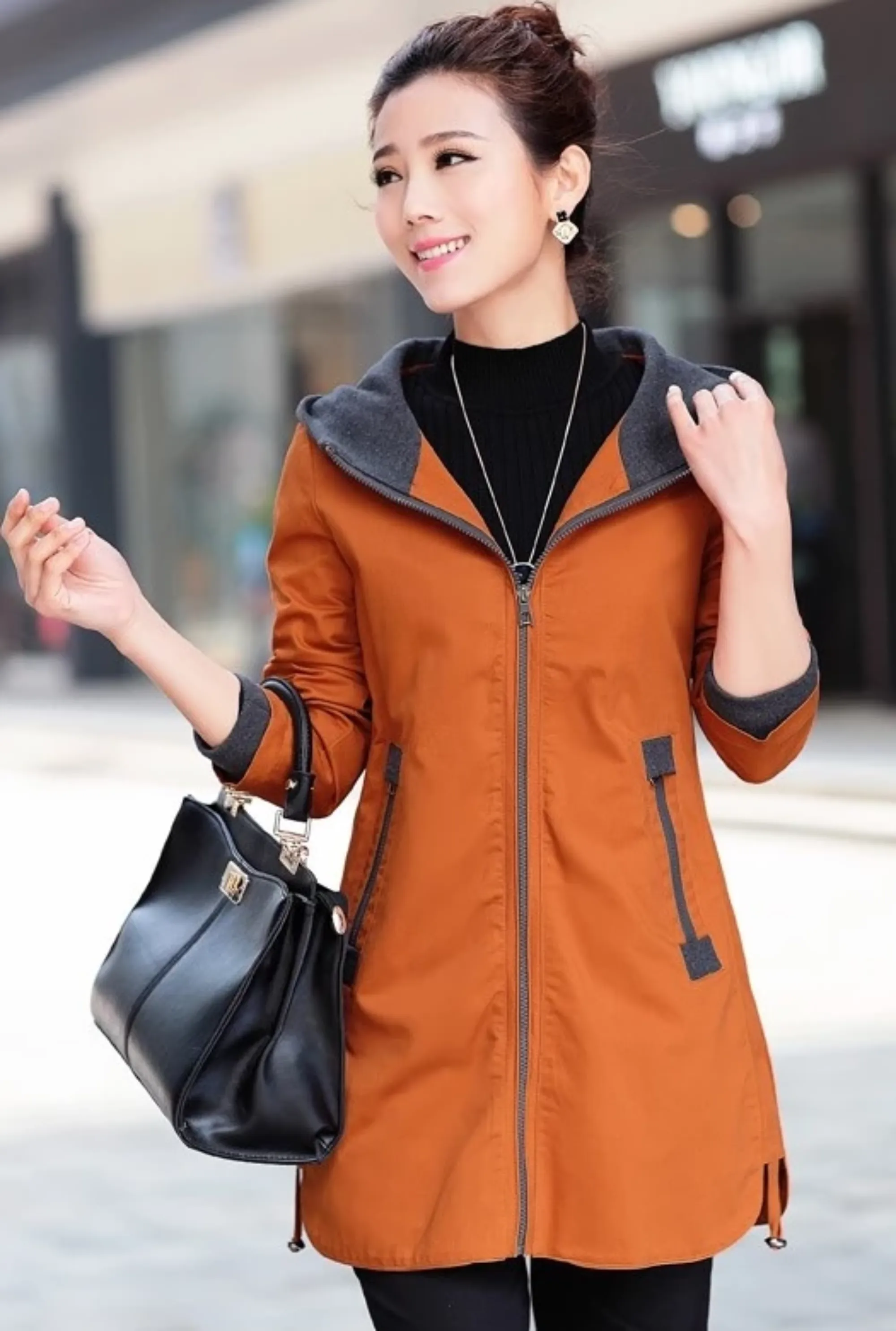 Women's Autumn/Winter Casual Slim Hooded Windbreaker