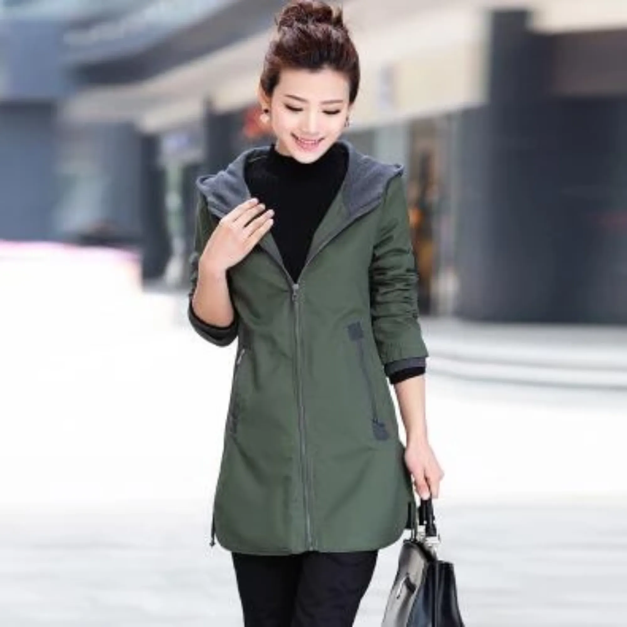 Women's Autumn/Winter Casual Slim Hooded Windbreaker