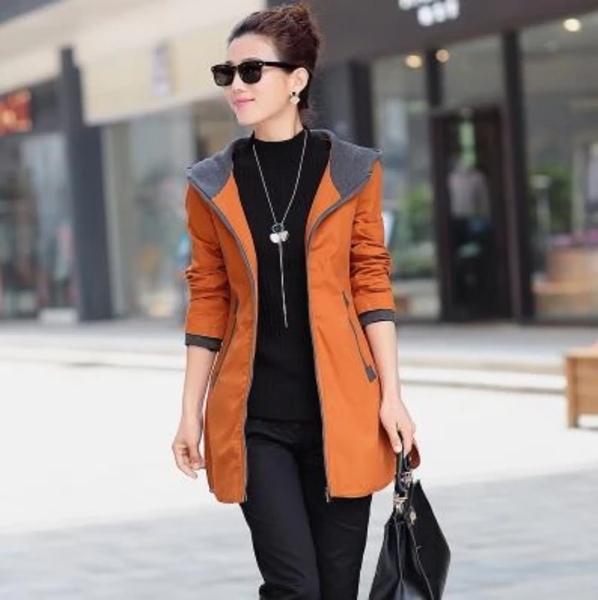 Women's Autumn/Winter Casual Slim Hooded Windbreaker