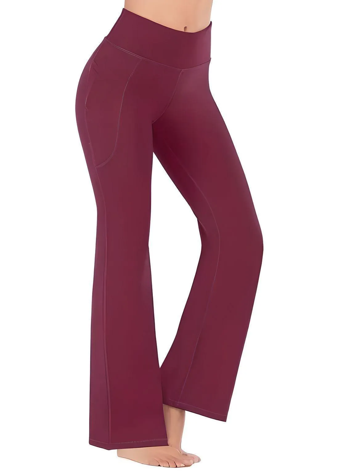 Women's High Waist Flared Yoga Pants with Pockets