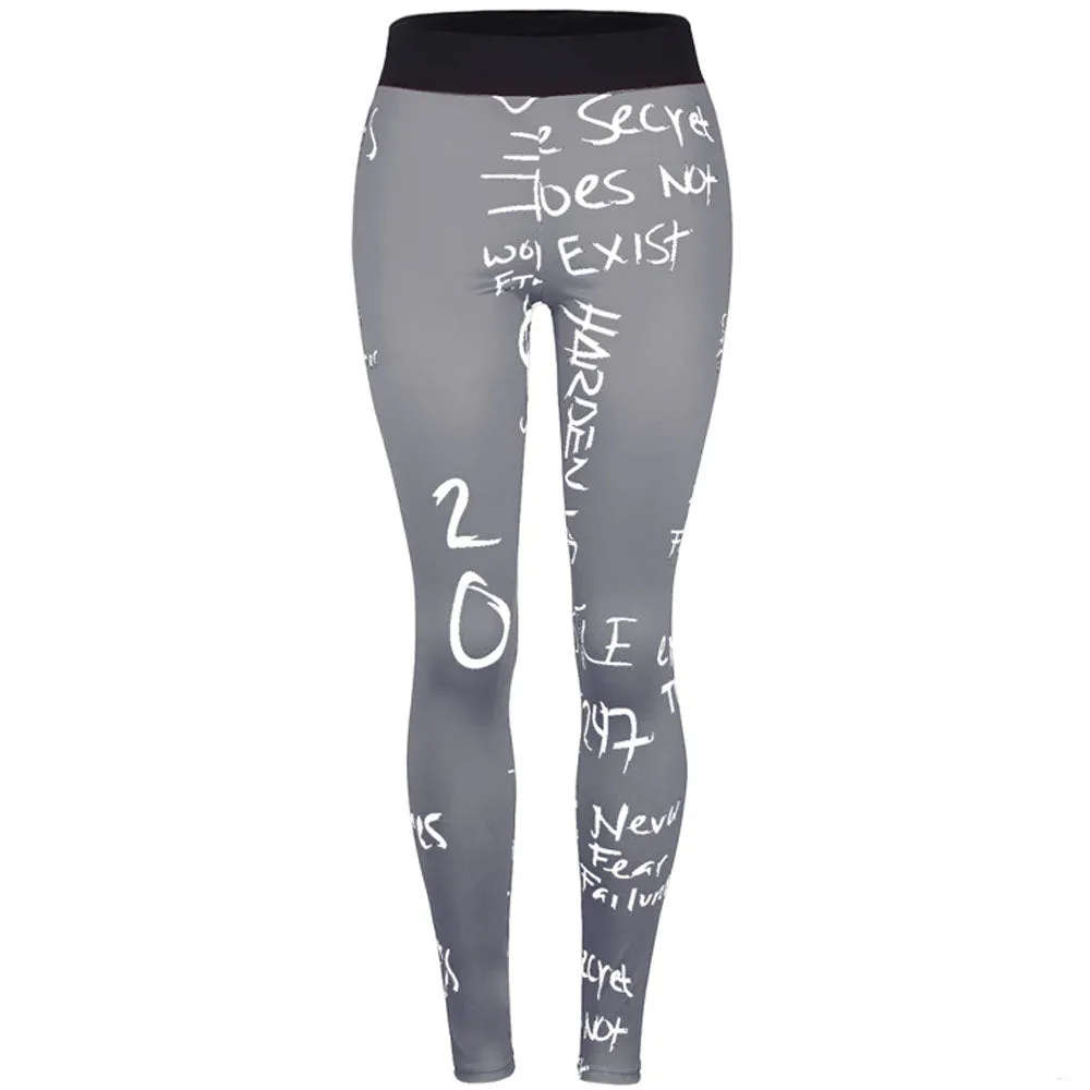 Women's High Waist Yoga Pants - Fitness Motivation Print for Maximum Workout Performance